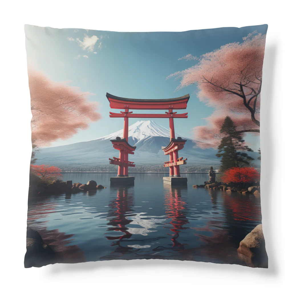 HRC_SUZURI-01の神社 富士山と鳥居 Cushion