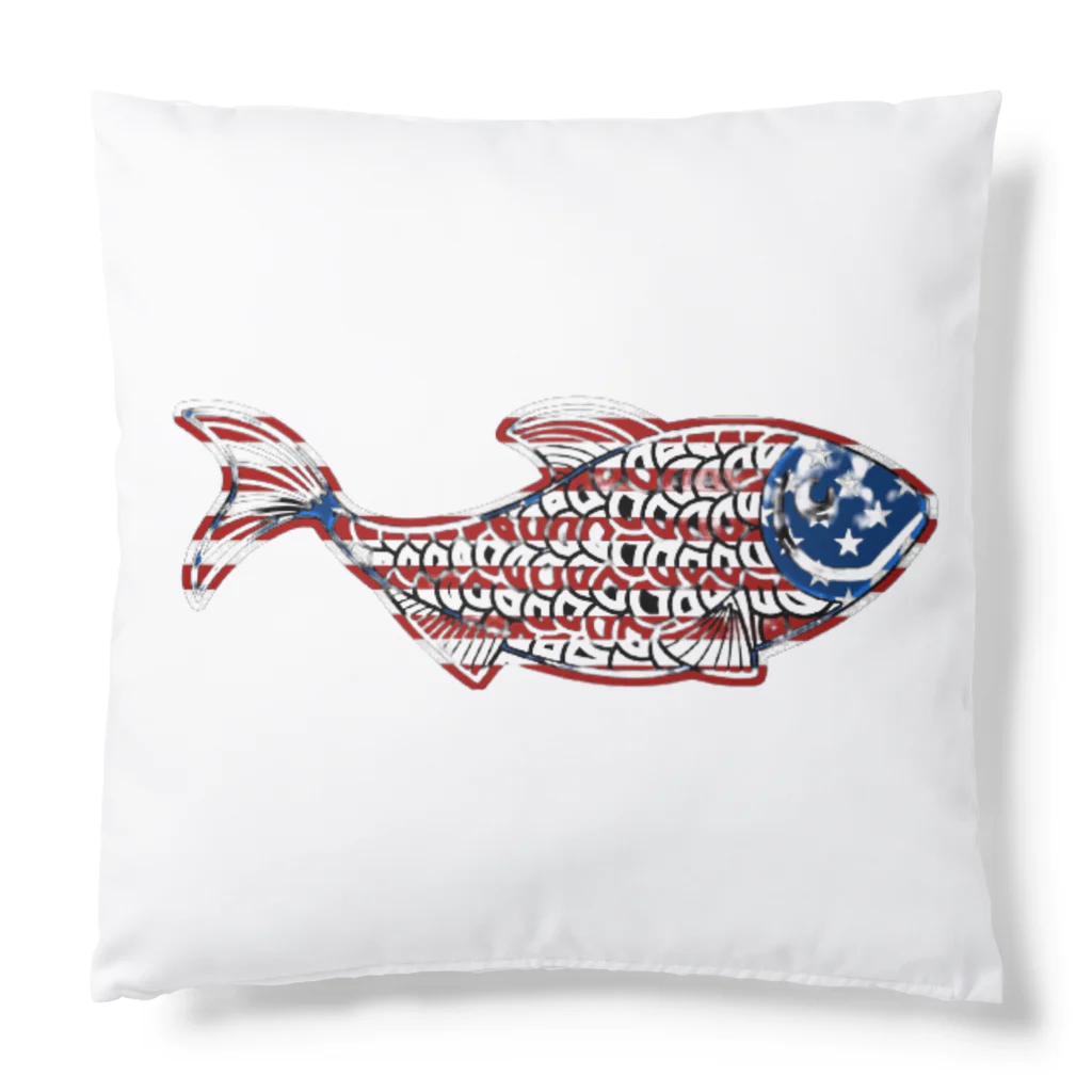 mumusの魚　Flag of the United States Cushion