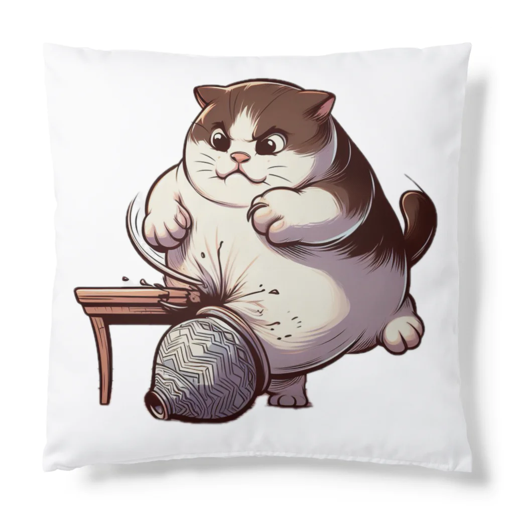 にゃんたれの怒っている太った猫 Cushion