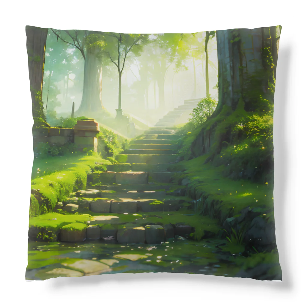 卯月なのかのGreen Green Journey　〜陽光に照らされた新緑の旅〜　No.3 「侵食された栄華」 Cushion