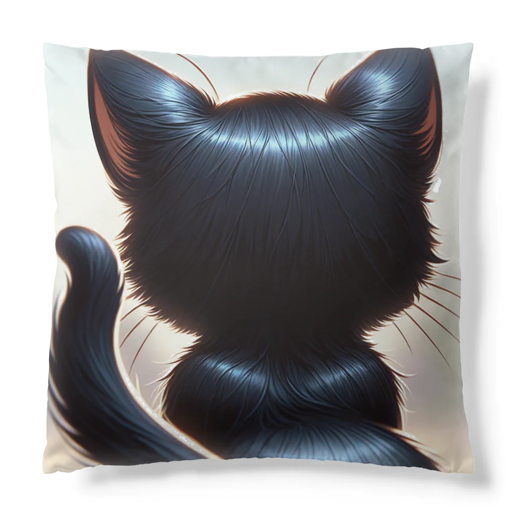 niko&PANDA shopのかわいい黒猫のクローズアップイラスト Cushion