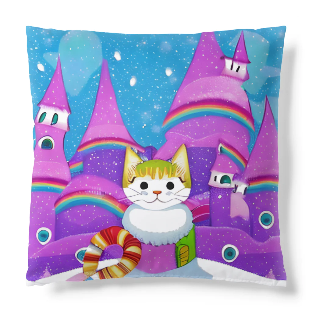 Moichi Designs Shop-2023のホワイトキャットハウス Cushion