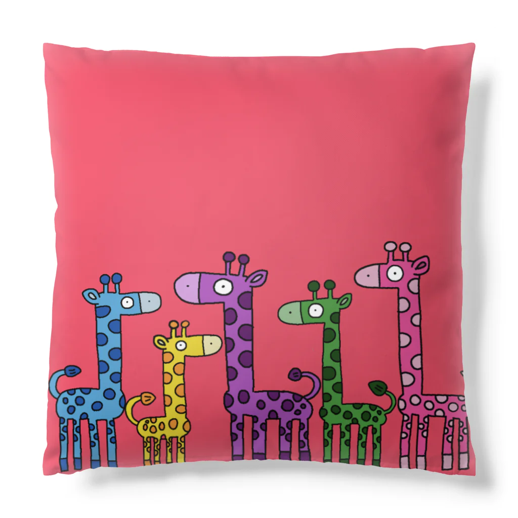 T&S.TWINS.ART.SHOPのカラフルGIRAFFE Cushion