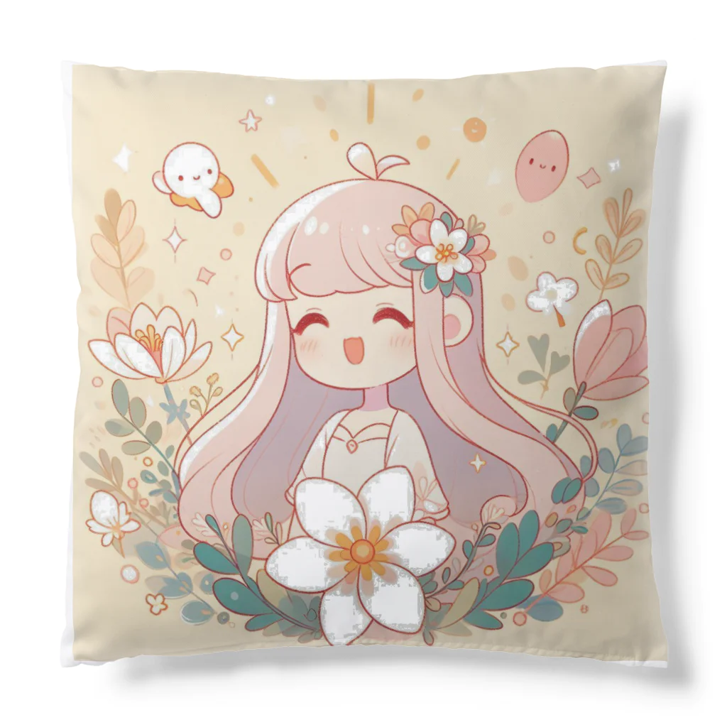 終わらない夢🌈の少女とお花🌸 Cushion