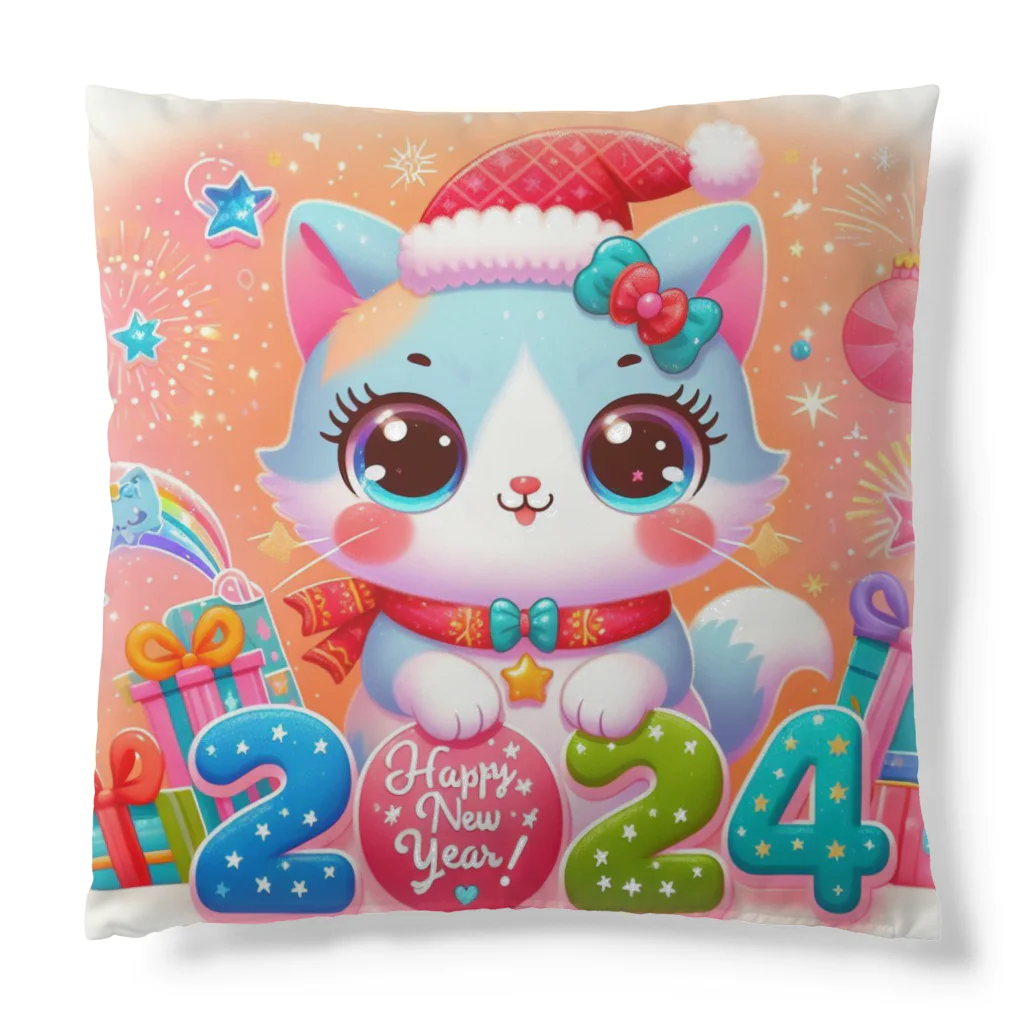 ニャーちゃんショップの新年を迎える猫  2024 Cushion