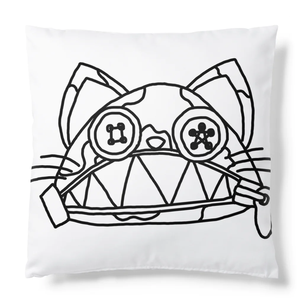 でくの族・わくてかショップのゾンビジッパーにゃんこ(全身絵) Cushion