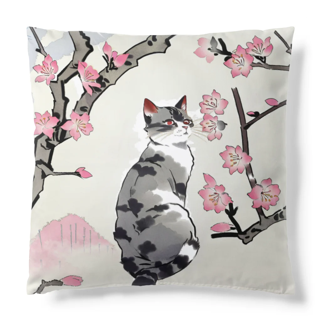 やさぐれちゃんの春の花と猫 Cushion