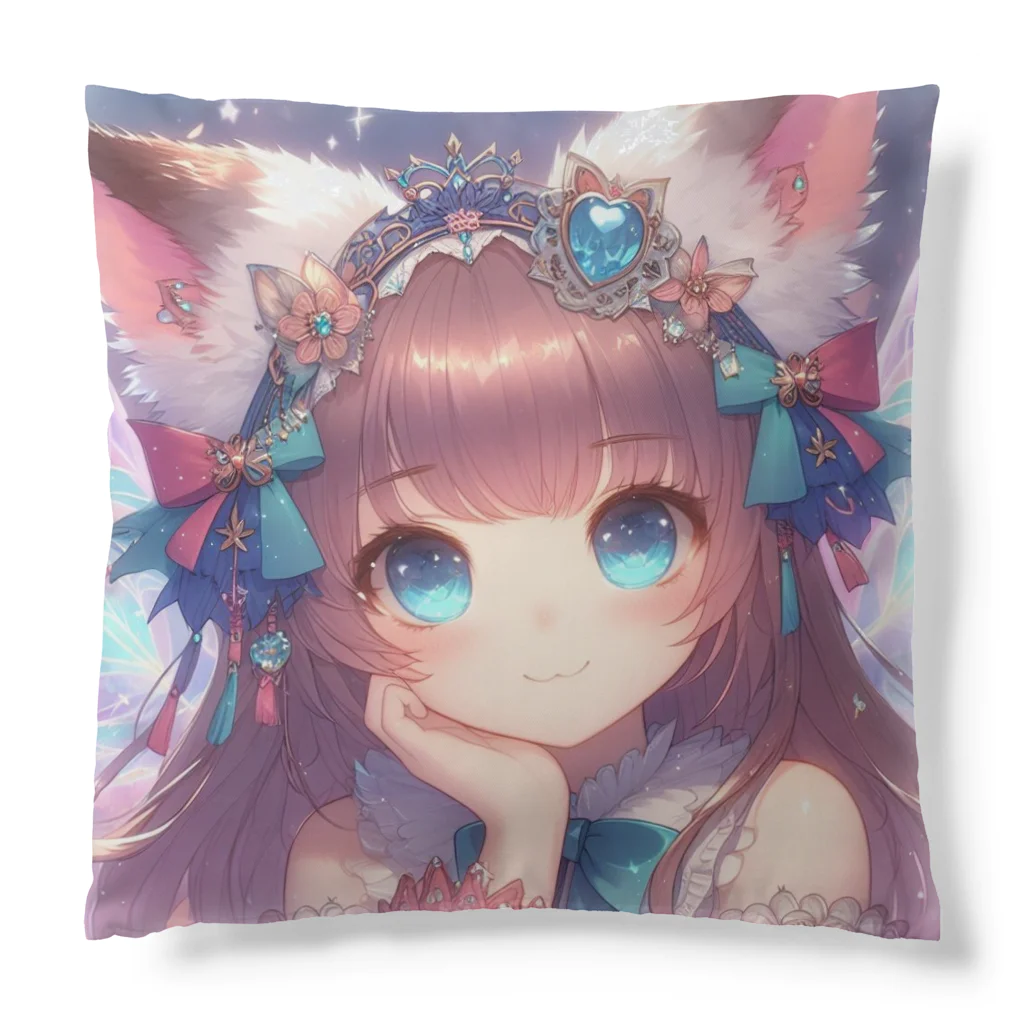 終わらない夢🌈の青い瞳が美しい✨猫耳少女💖 Cushion