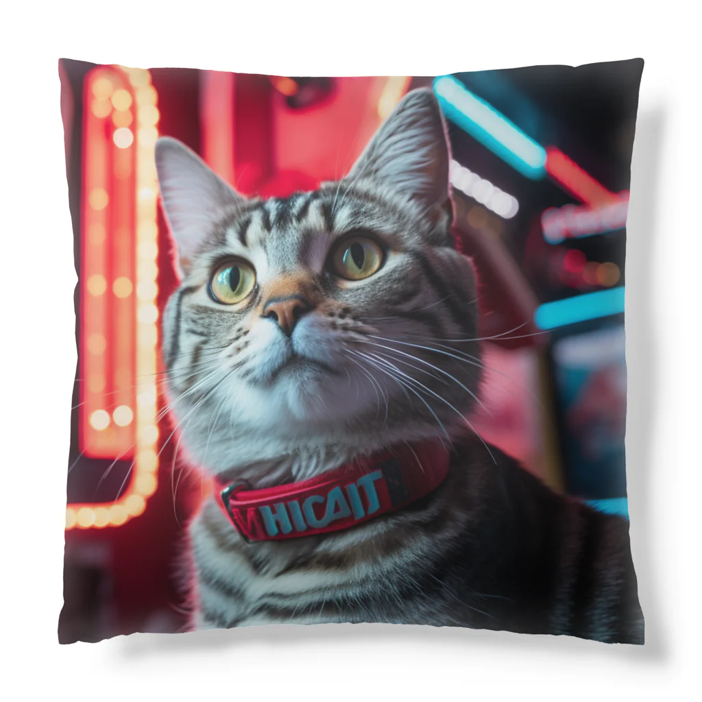 ネオンストリートANIMALのアメリカンショートヘア#4【ネオンストリートcat】 Cushion