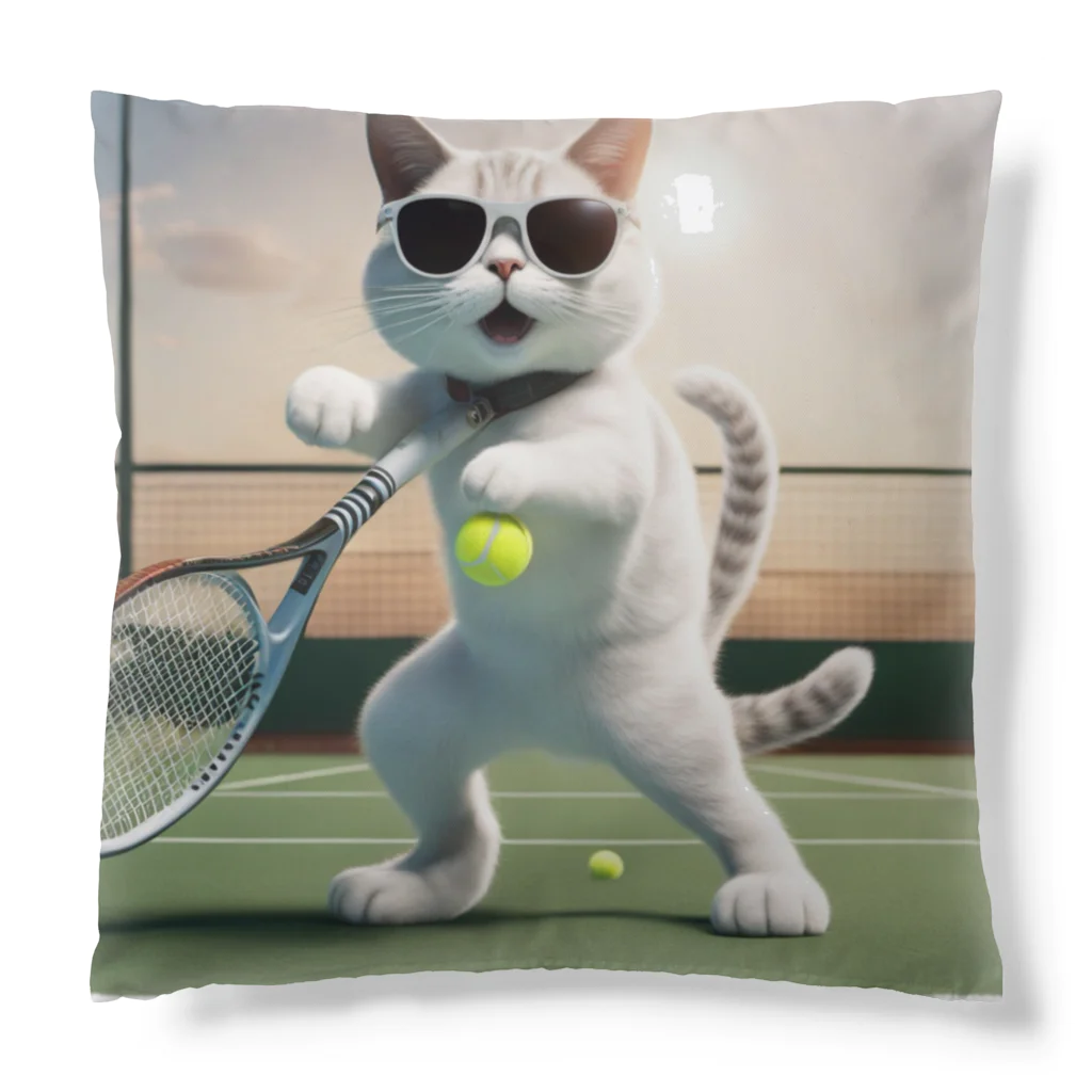 ryusky_333のサングラステニスをやる気でいるサングラス姿の猫 クッション