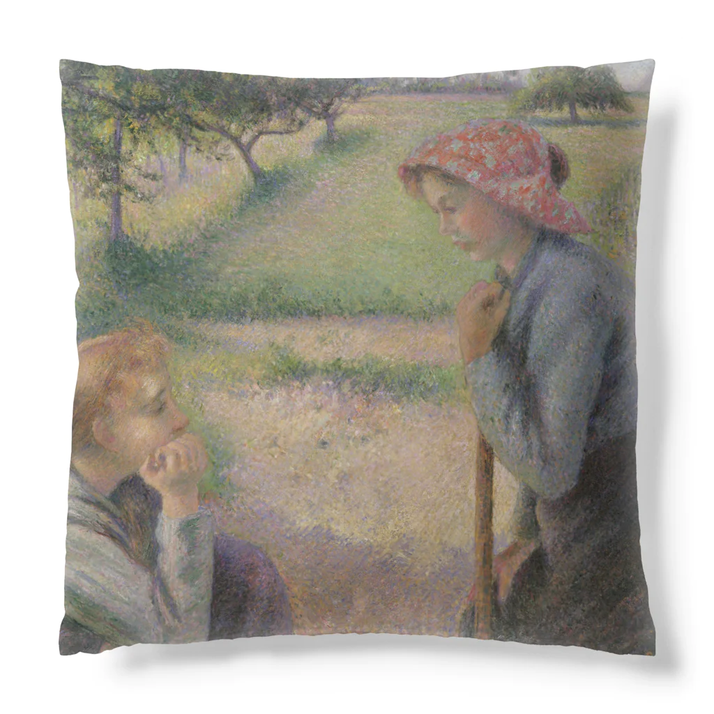 世界美術商店の2人の若い農夫 / Two Young Peasant Women Cushion