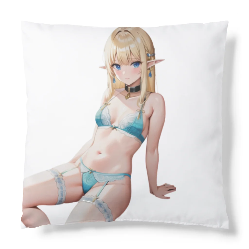 AIオリジナルイラスト　美女男子の金髪の彼女が下着姿で魅了する Cushion