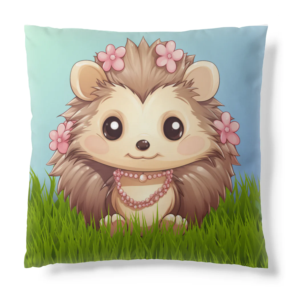 Vasetti_pressの草の中に座っているハリネズミ Cushion