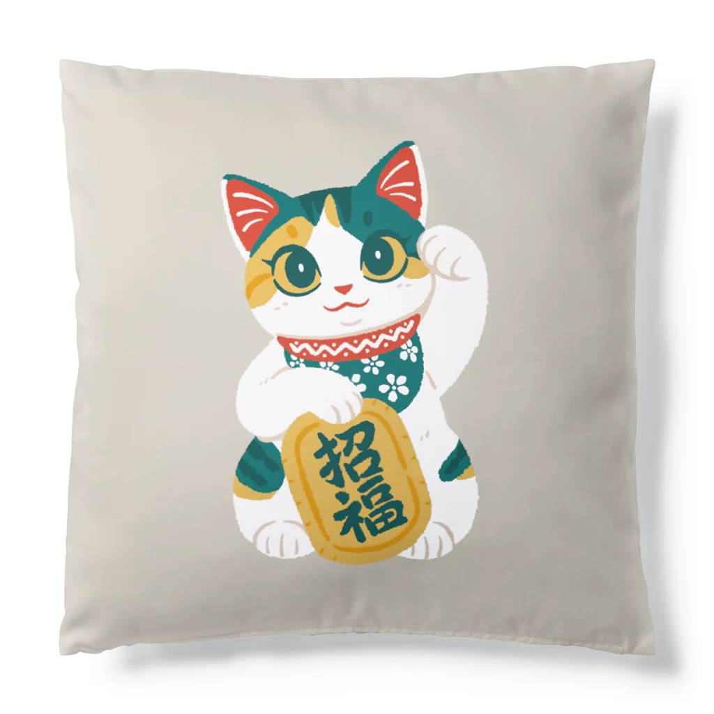 TAKI & pocomoのぽてもこ招き猫クッション（キナリ） Cushion