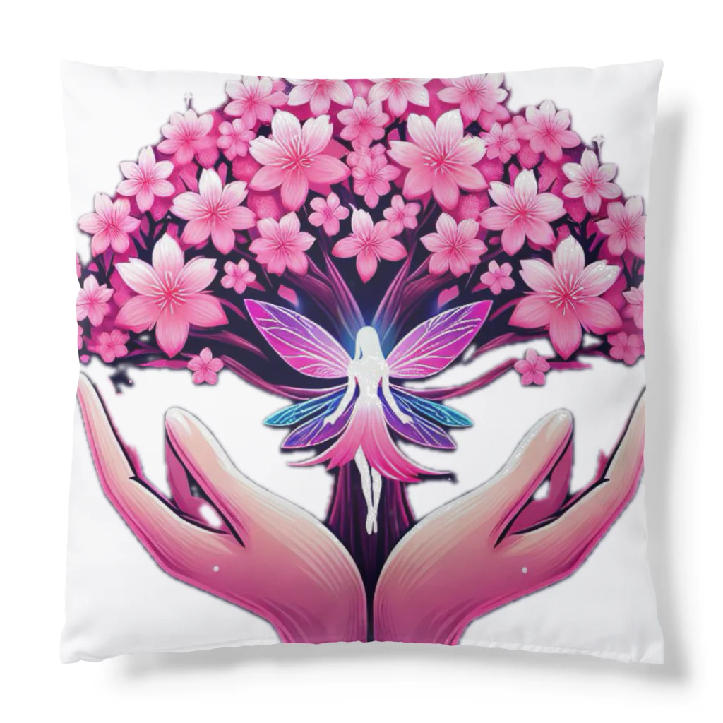 風光と妖精の桜と光の妖精 Cushion