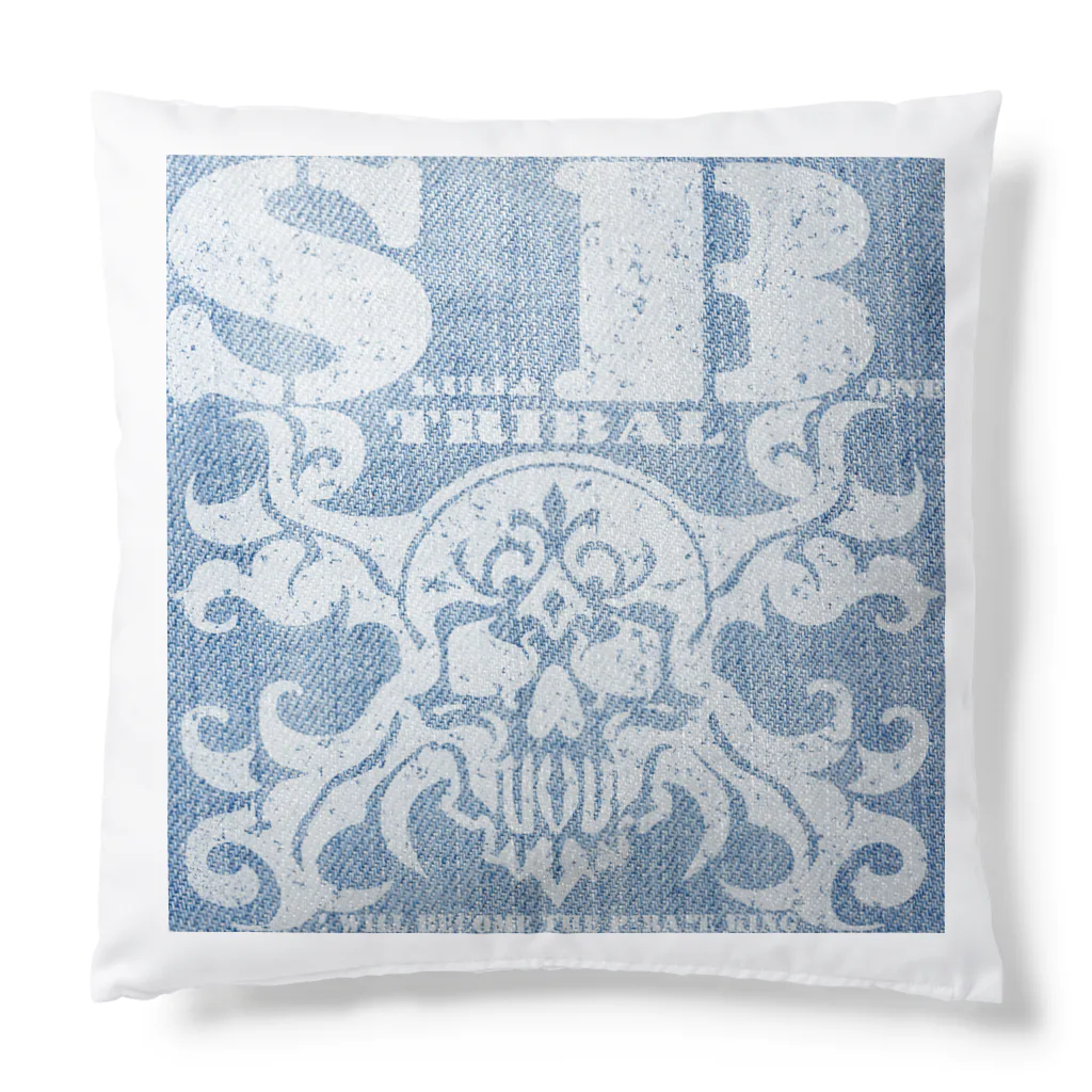 Ａ’ｚｗｏｒｋＳのSKULL&BONE TRIBAL GRUNGE WHT ON DENIM Cushion