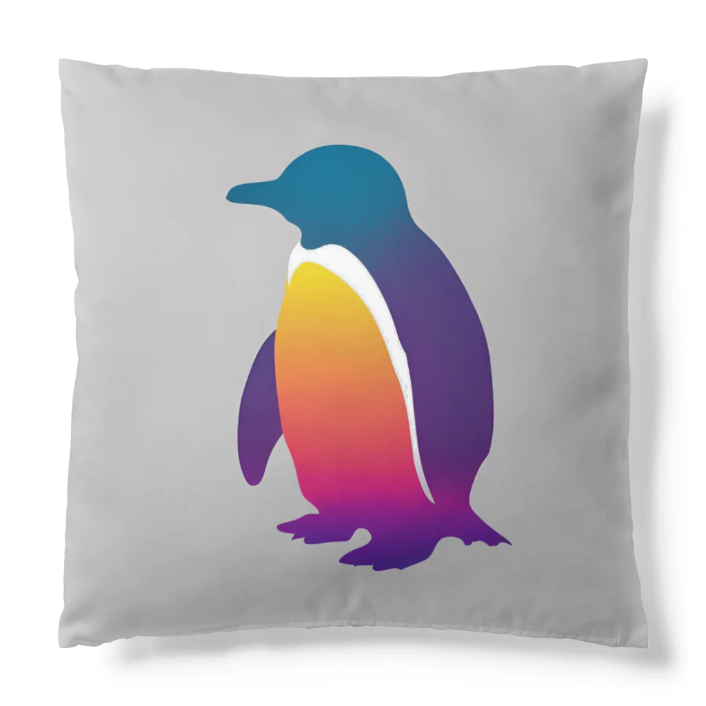 mirinconixの紫からオレンジのグラデーションのペンギン Cushion