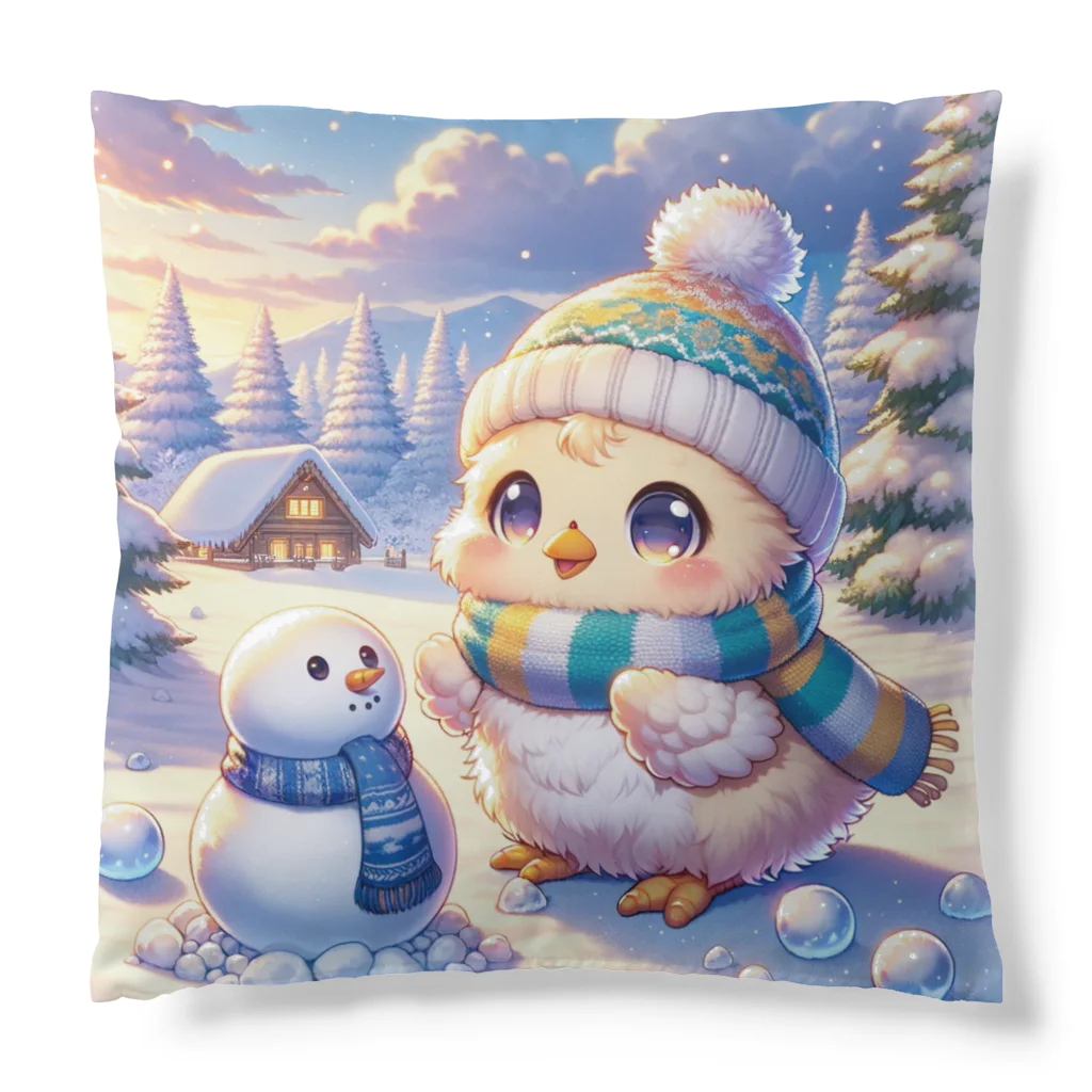 きっとカワイイ何でも図鑑の雪国のひよこ Cushion