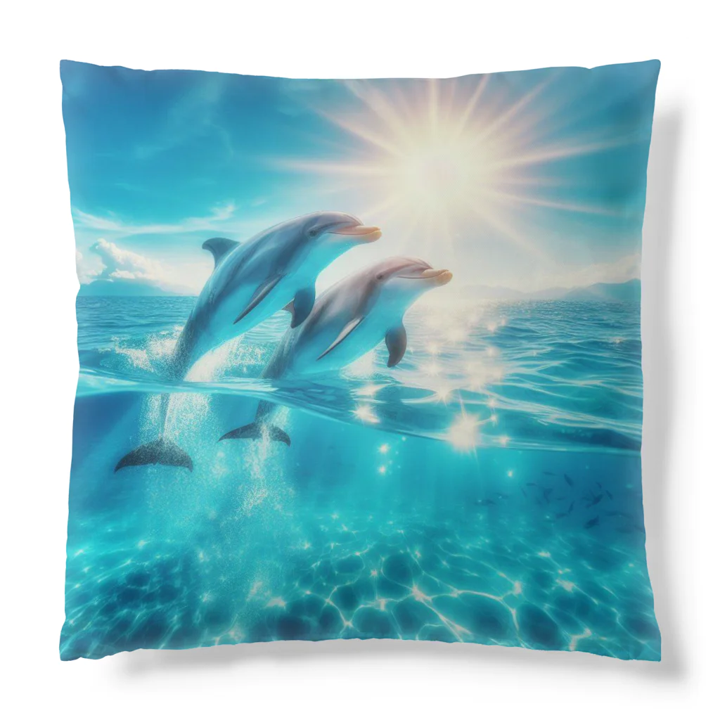 終わらない夢🌈の美しい海とイルカ🐬✨ Cushion