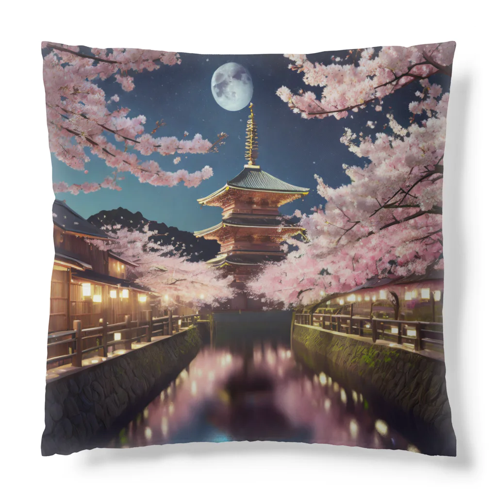 chan-takehaniの 月明かりの下の桜 Cushion