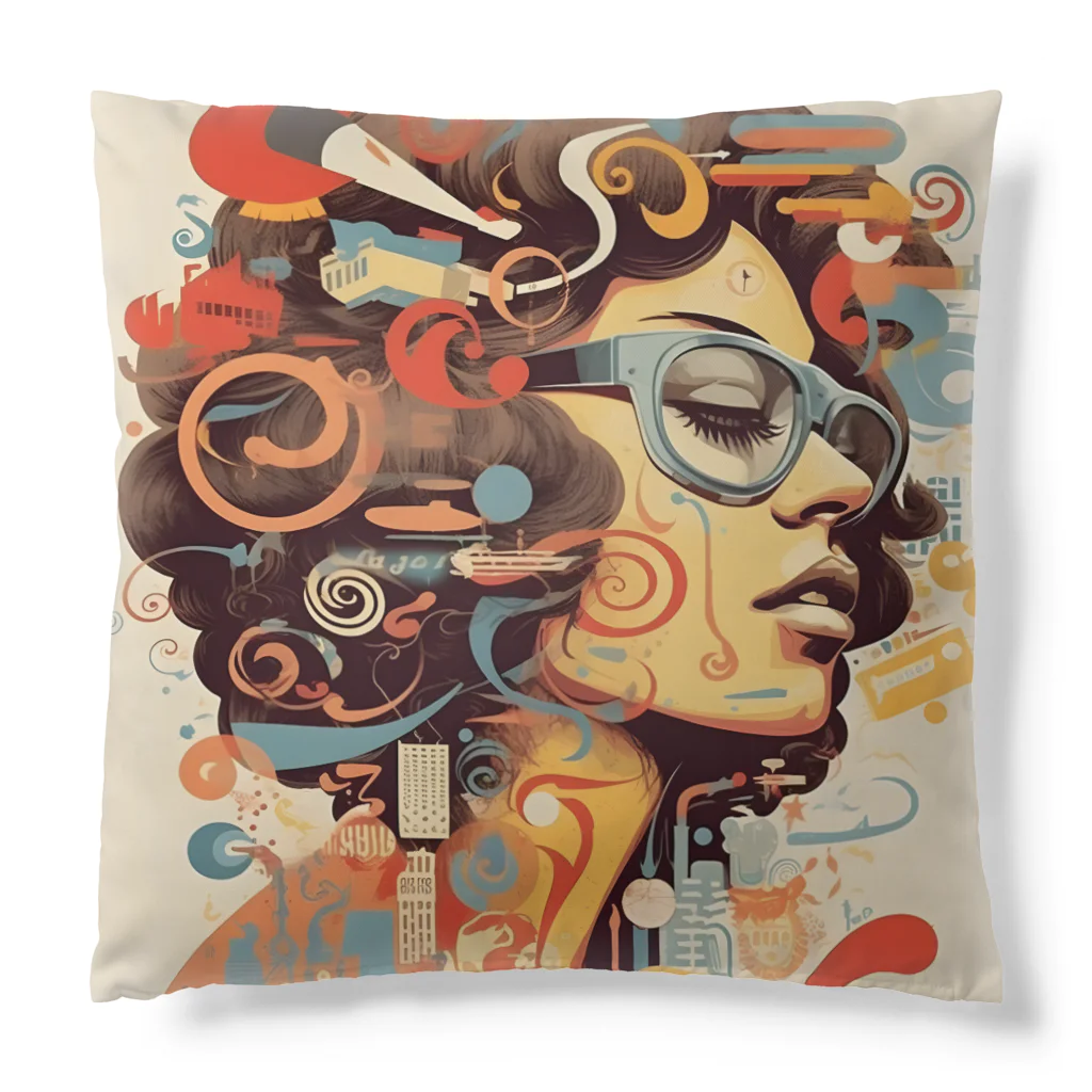 Grazing Wombatのfunky Lady 60's style Cushion