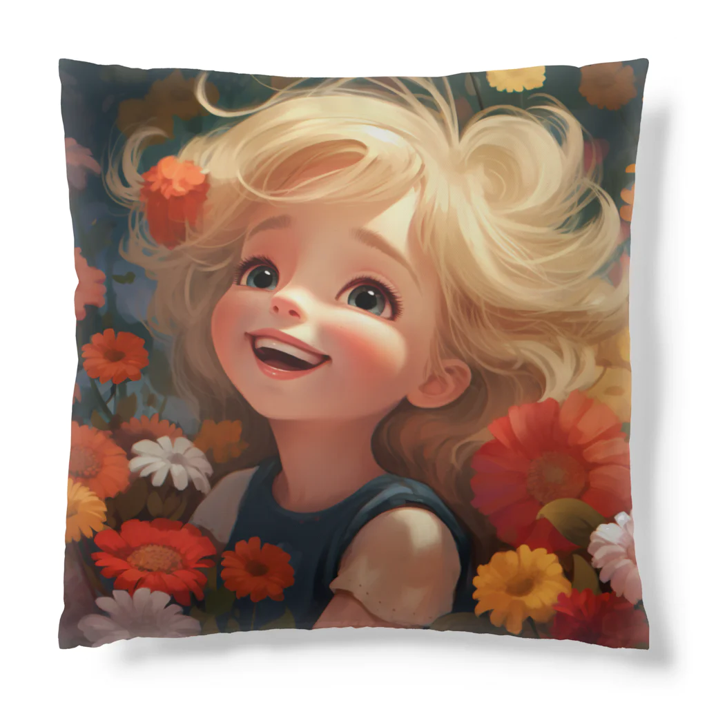 AQUAMETAVERSEの花に囲まれて幸せいっぱいの少女　なでしこ1478 Cushion