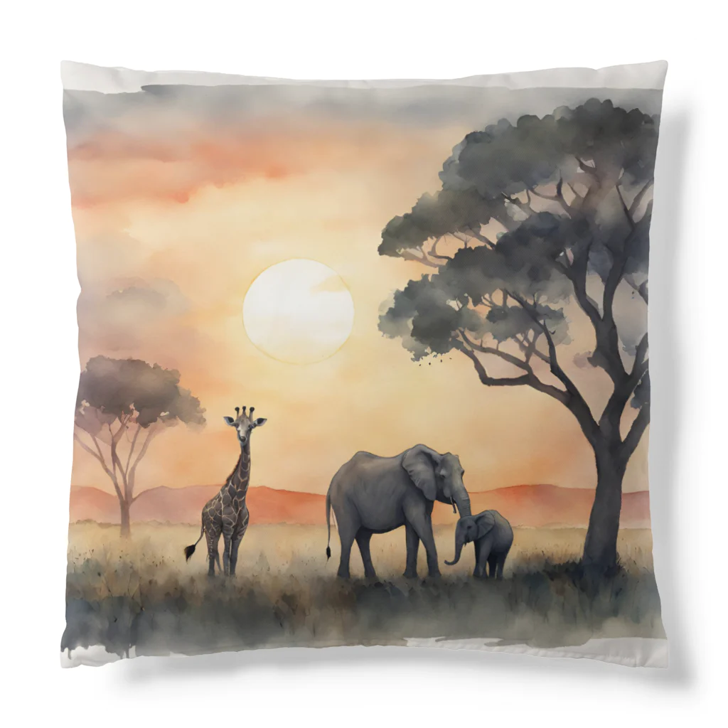 かるるんショップのサバンナのとある日の風景　シリーズ　凸凹コンビ Cushion