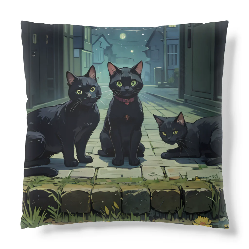 おかづあいのねこちゅうしんの黒の三頭政治 Cushion