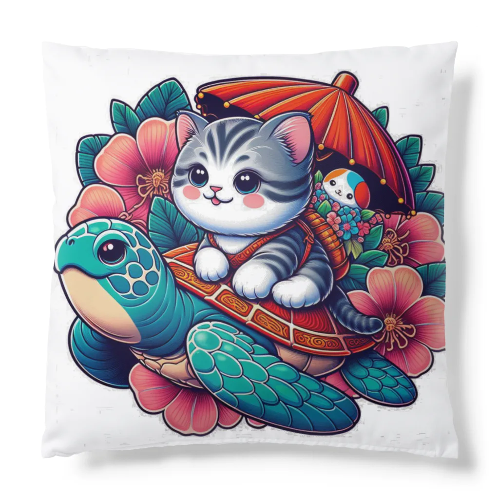 SOU＆SOUの亀乗り子猫 Cushion