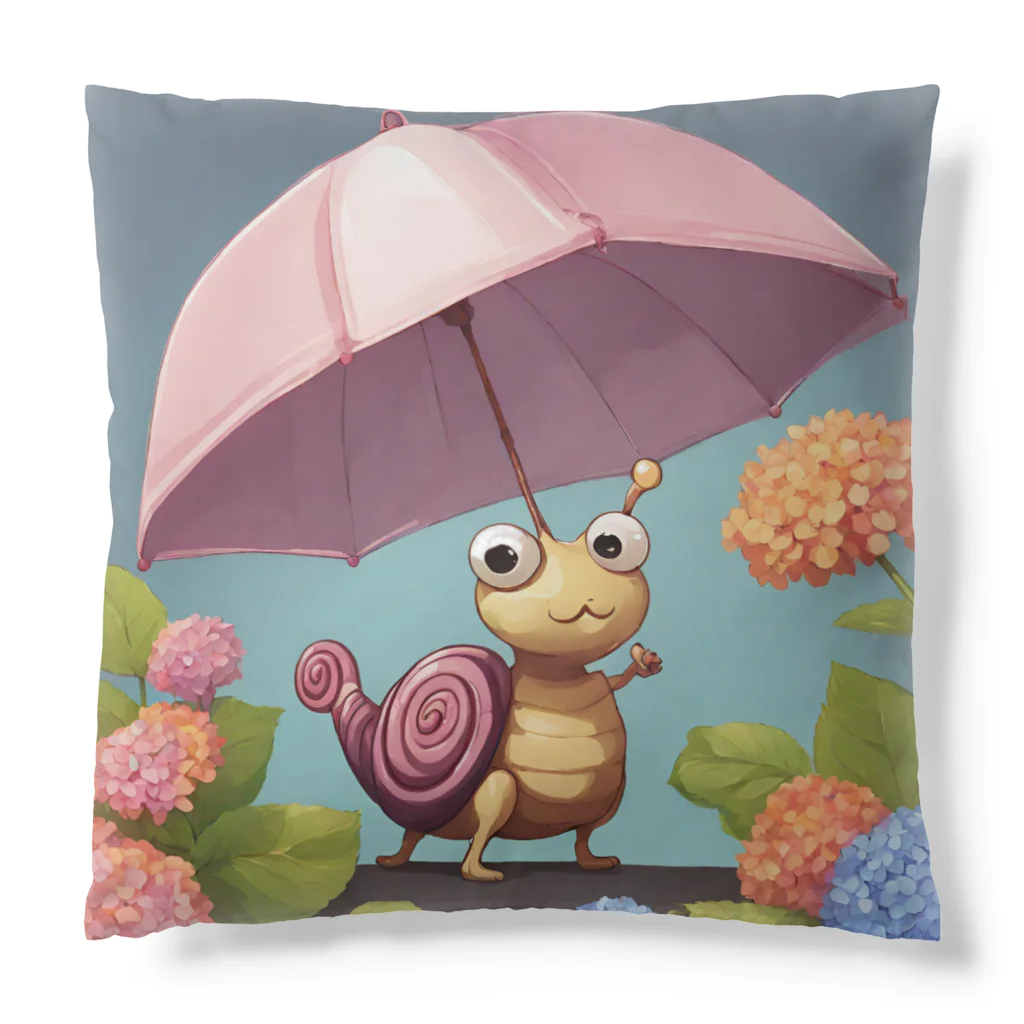 かるるんショップのあじさいとカタツムリ　雨上がり Cushion