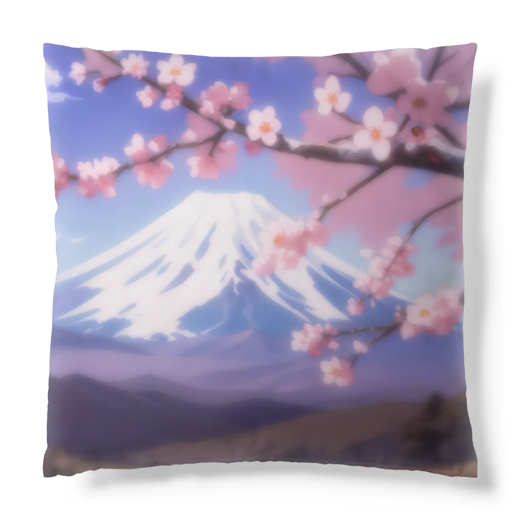 アタオカ1号の水彩画「富士と桜」 Cushion