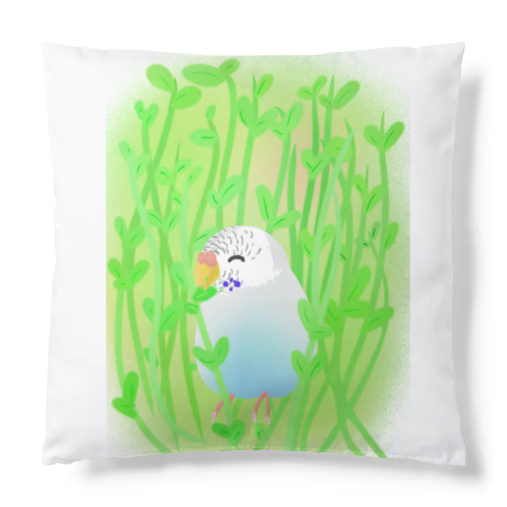 Lily bird（リリーバード）の豆苗まみれの白文鳥 Cushion