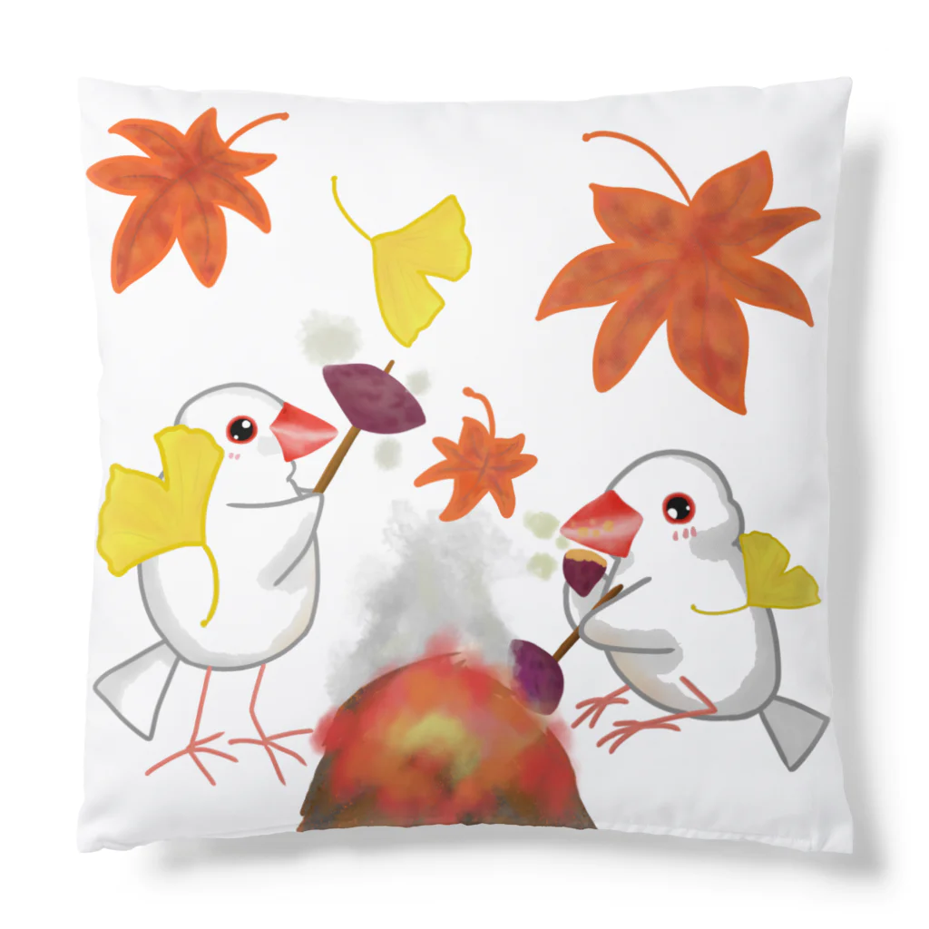 Lily bird（リリーバード）の落ち葉と焼き芋と文鳥ず Cushion