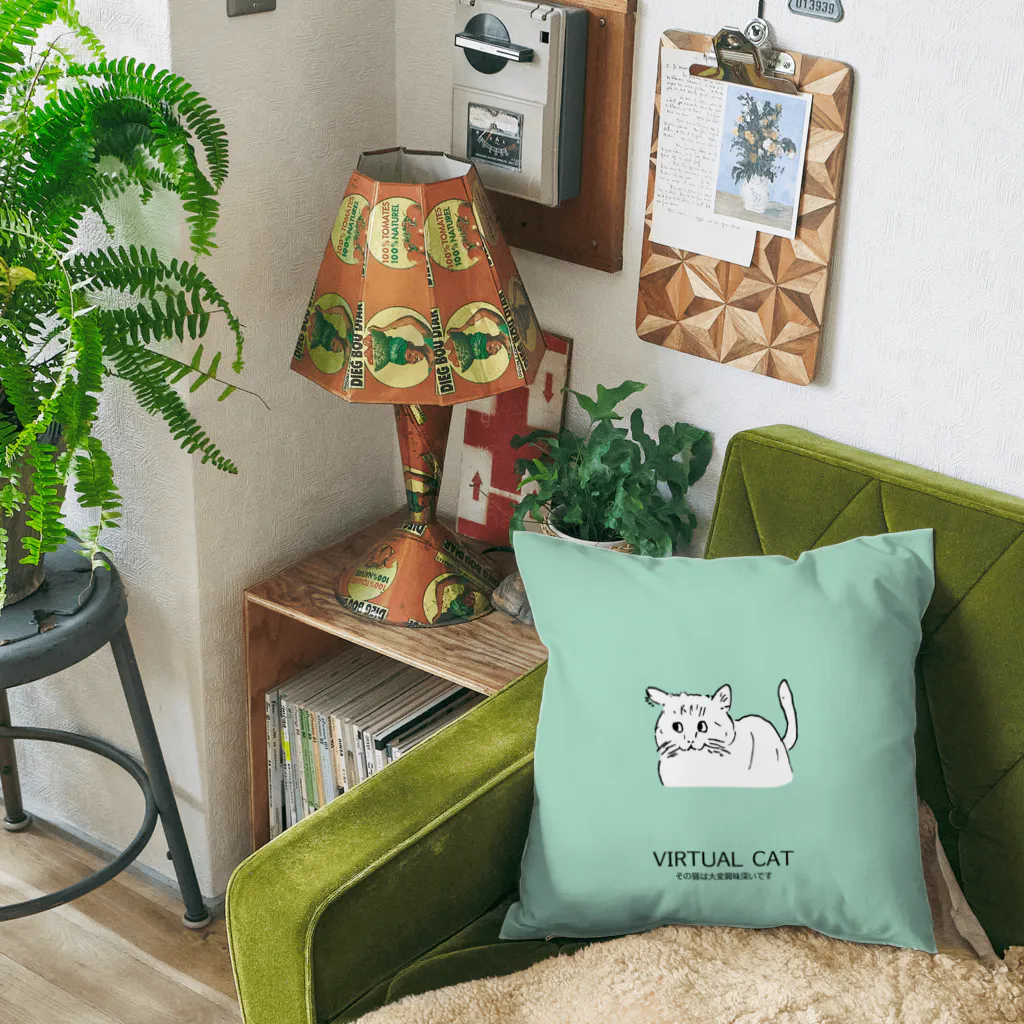 バーチャルねこ屋のSimple Case Green Cushion