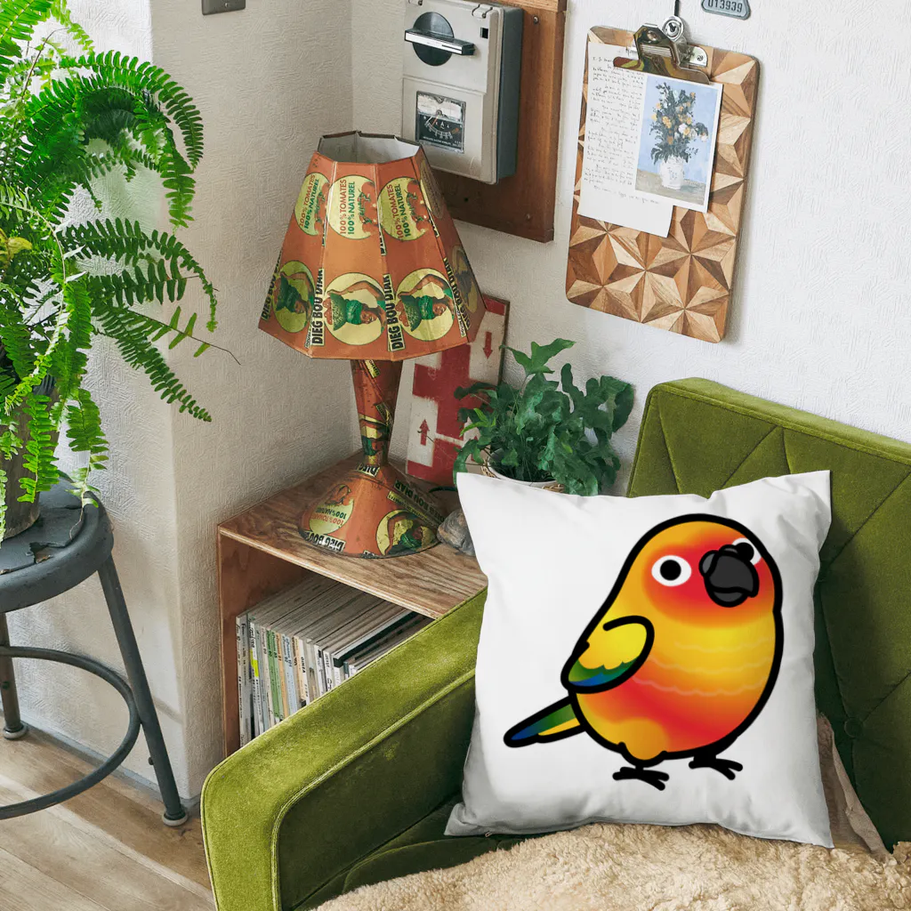 Cody the Lovebirdの（両面）コガネメキシコインコ、ナナイロメキシコインコ　Chubby Bird Cushion