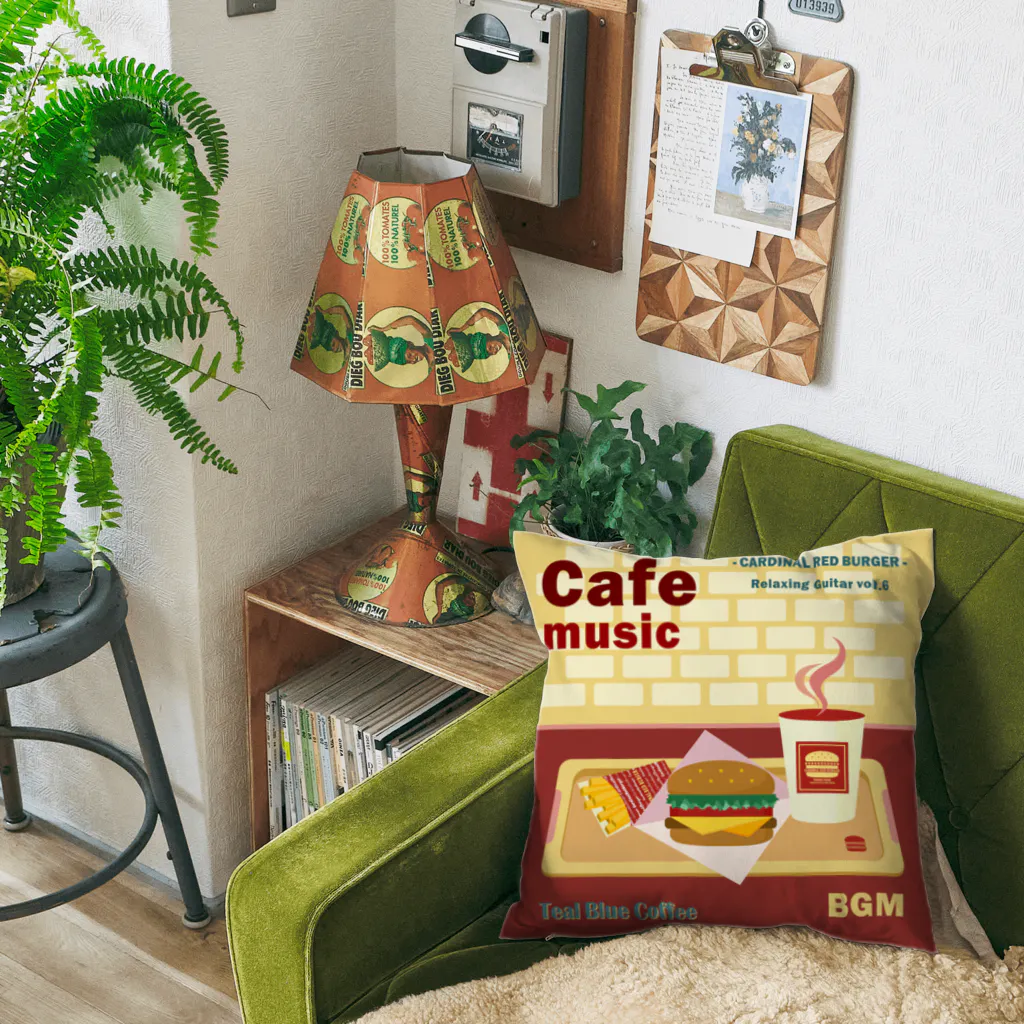 Teal Blue CoffeeのCafe music - CARDINAL RED BURGER - Cushion