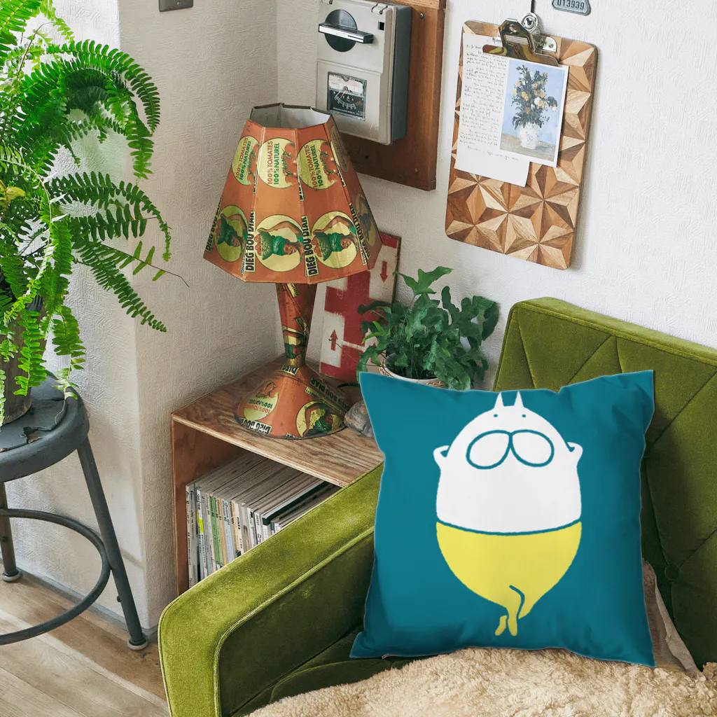 くらきち ONLINE SHOPのねこタイツとリラックス ダークブルーグリーン Cushion