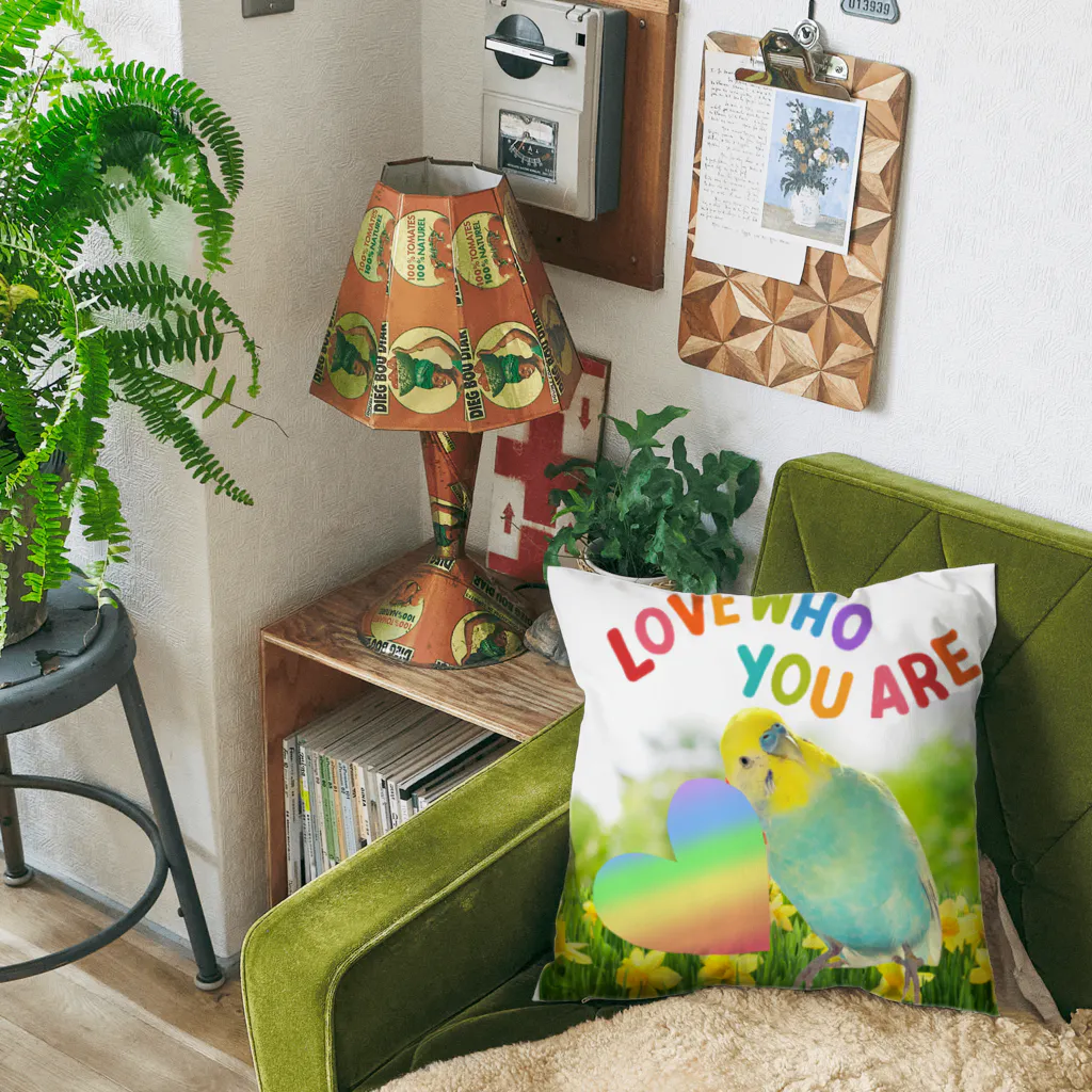 まるこ Maruko🍒💙音楽で世界をHappyに💕✨のインコ🦜タカちゃんHappy🌈 Cushion