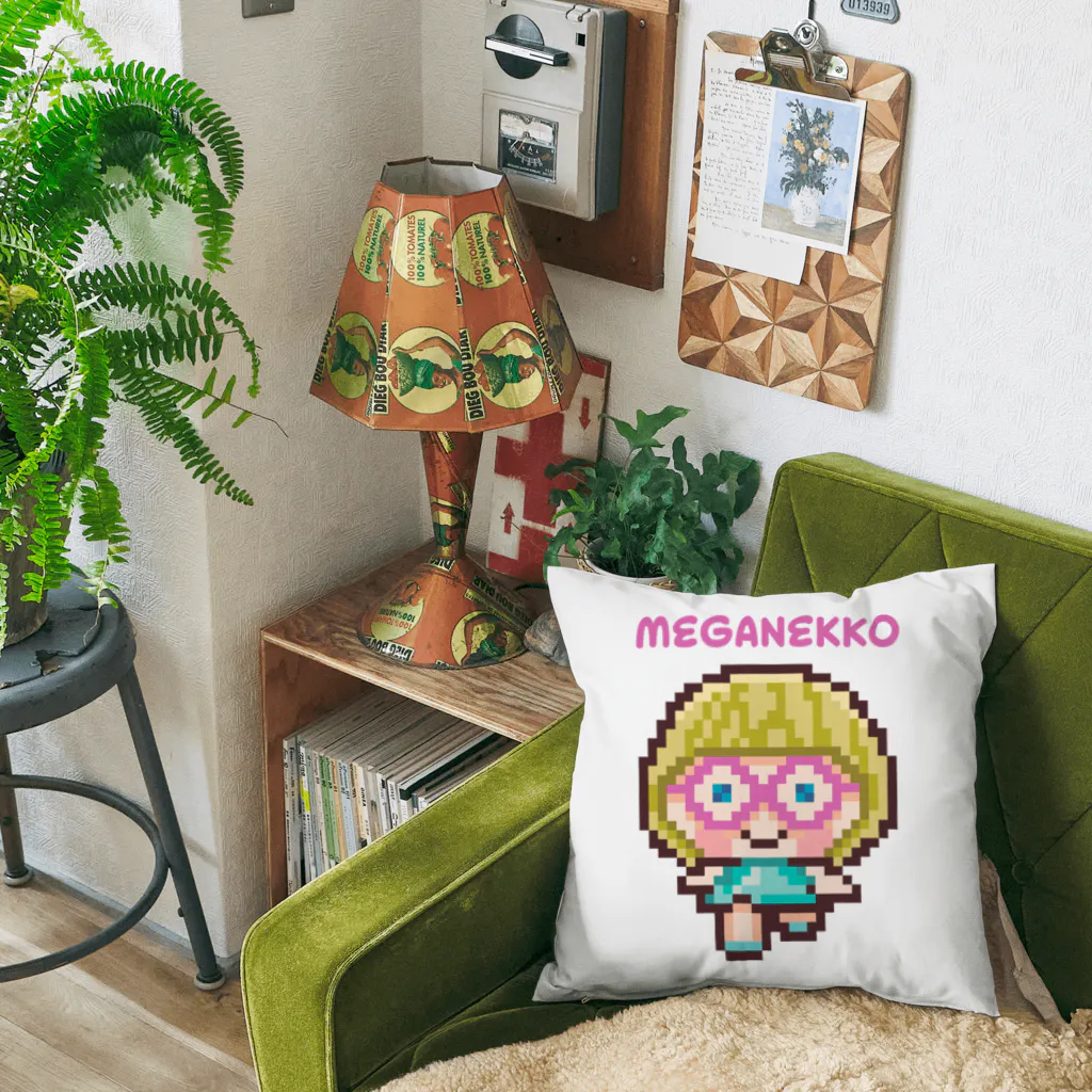 TICTOCのどうぶつショップのめがねっ子（ロゴあり） Cushion