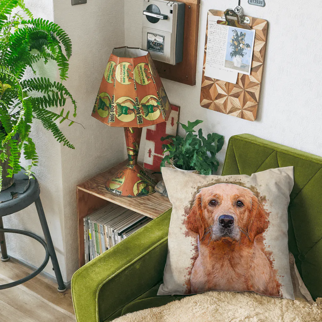 【CPPAS】Custom Pet Portrait Art Studioのレッドゴールデンレトリバー Cushion