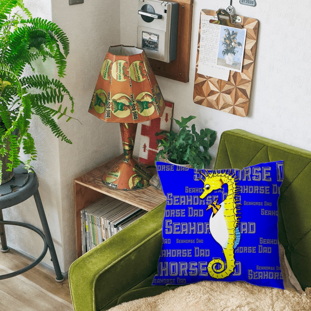 LalaHangeulのSeahorse Dad　yellow  Cushion