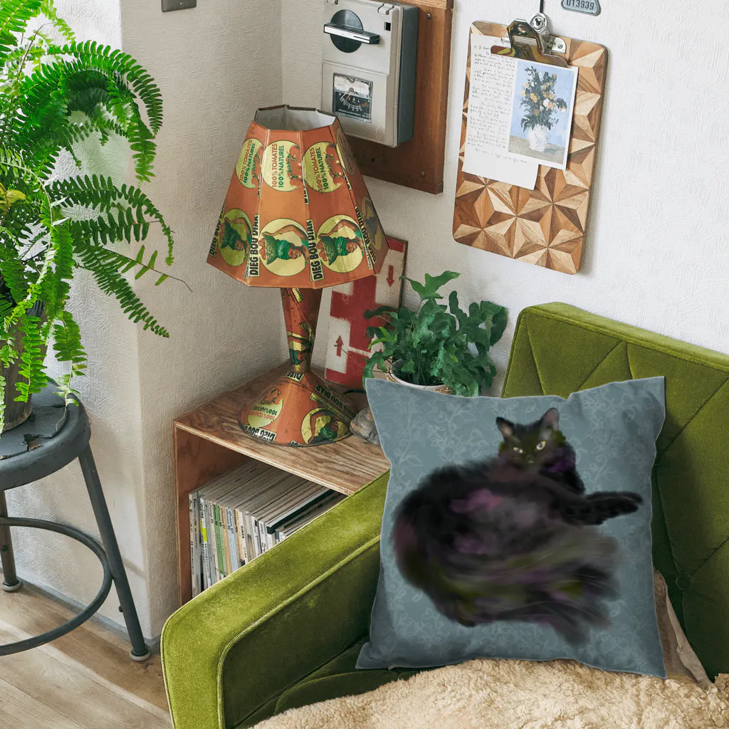 Shone-Canon の部屋の黒猫もふもふ Cushion