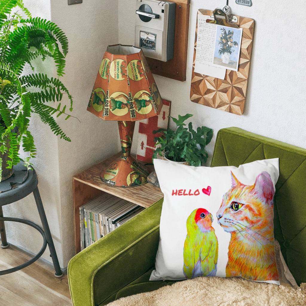 harupink🌸ペット似顔絵illustのhello my friend  Cushion