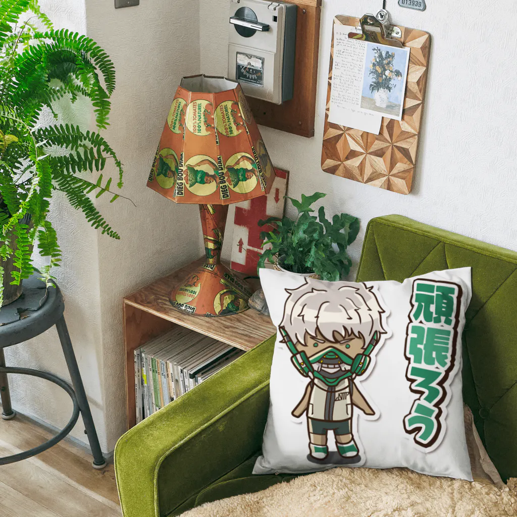 サイバーパンクイラスト🇯🇵 | NTP公認スタンプ販売中のサイバーパンクイラスト　「頑張ろう」 Cushion