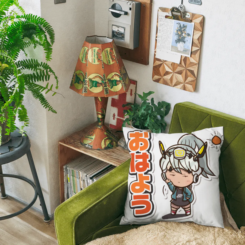 サイバーパンクイラスト🇯🇵 | NTP公認スタンプ販売中のサイバーパンクイラスト　「おはよう」 Cushion