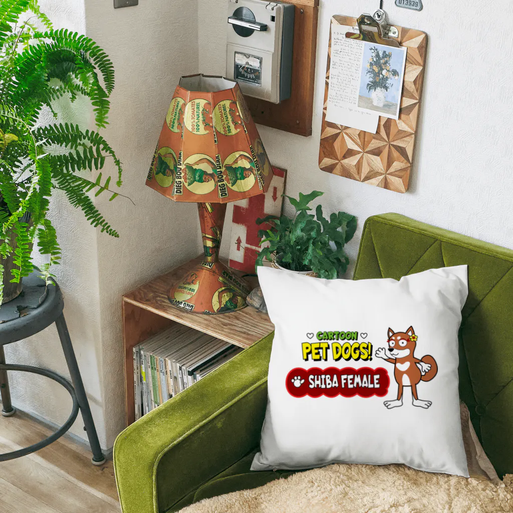 CARTOON PETDOGSの【208F】C･PETDOGS『Shiba Female』クッション Cushion