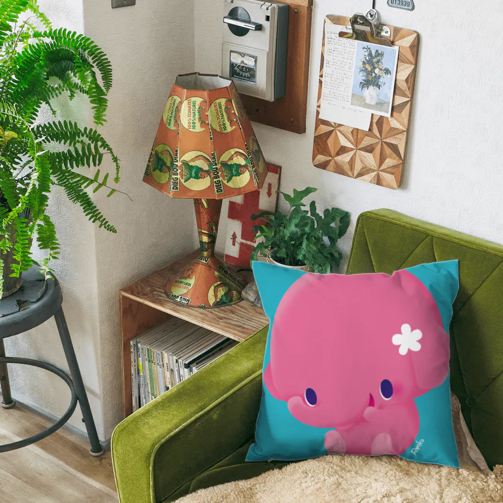 リョウコノオエカキの🆕🐘ゾウさん / クッション（両面） Cushion