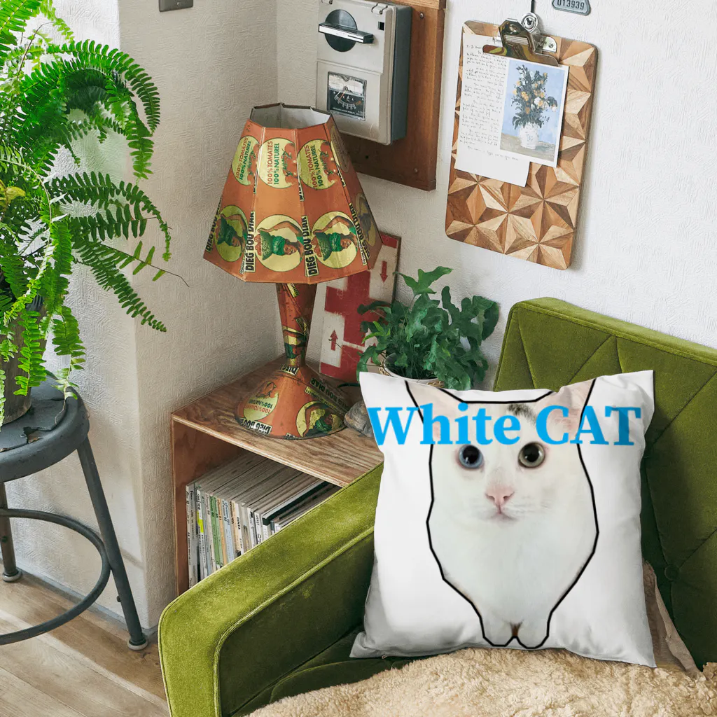 保護猫しーちゃん（White cat）のしーちゃんWhiteCATちゃん クッション