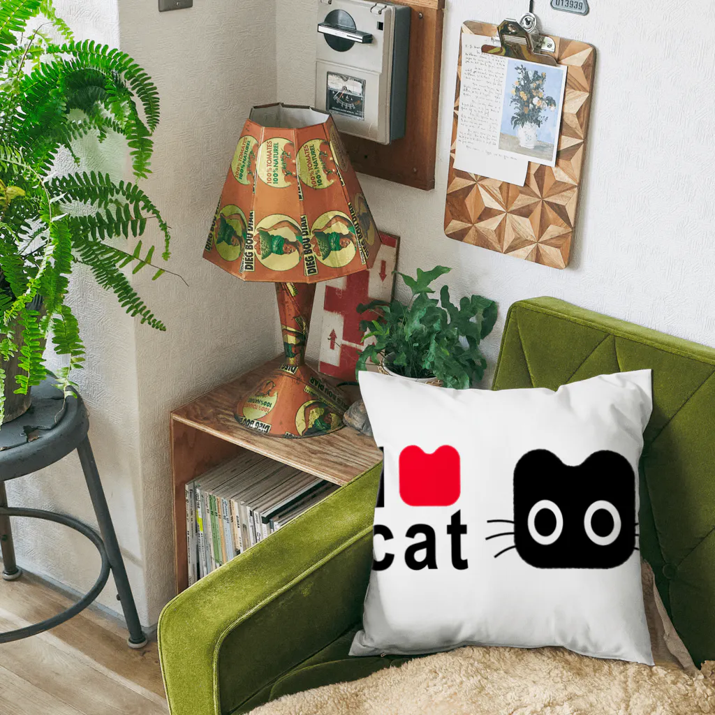 Suzutakaのくろねこクロル（I love cat） Cushion