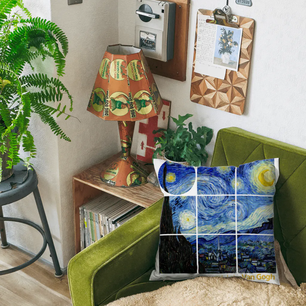 art-LaboのSquare2 ゴッホ 【世界の名画】 星月夜 ポスト印象派 絵画 美術 art Cushion